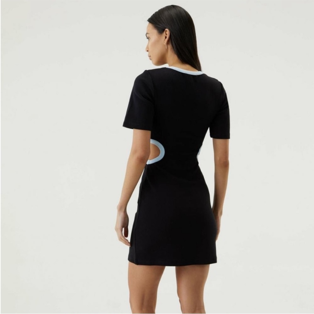 Third Form Ring Around Tee Mini Dress Black Blue Trim 4 Cutout Casual Chic - Picture 3 of 11